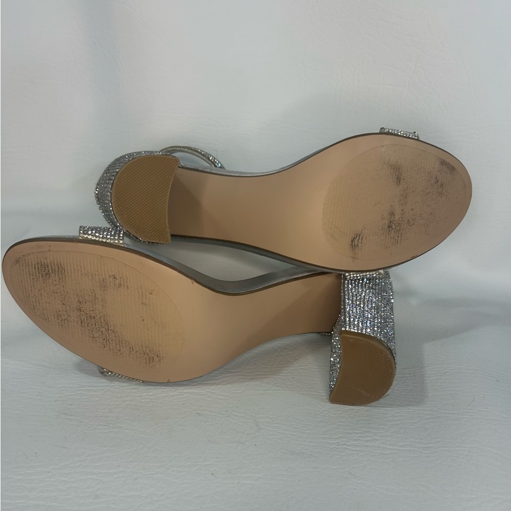 Steve Madden Carrson Crystal Covered Block Heel Sandals – Silver | 4” Heel - Picture 5 of 6
